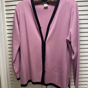 MISOOK Beautiful Quality Lavender Cardigan with Black Trim